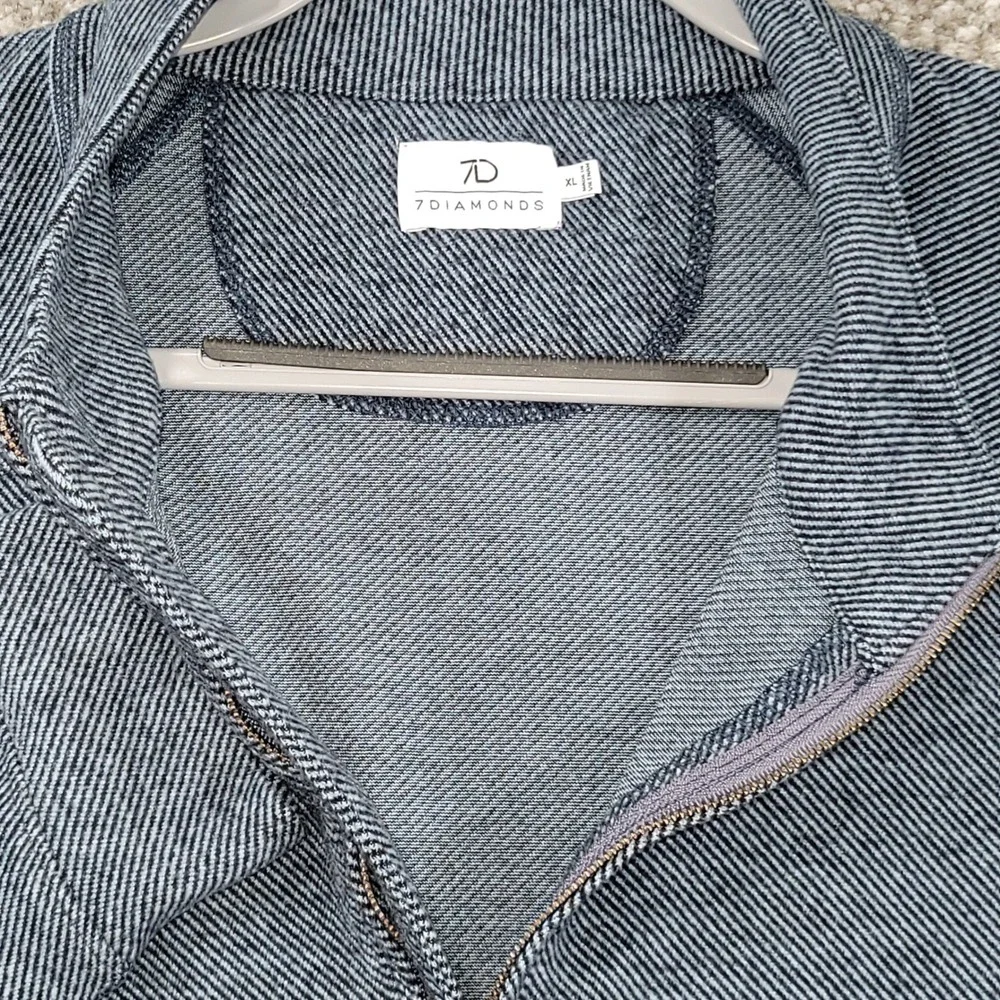7 Diamonds Generation Zen Navy Stripe Quarter Zip Pullover Mens XL